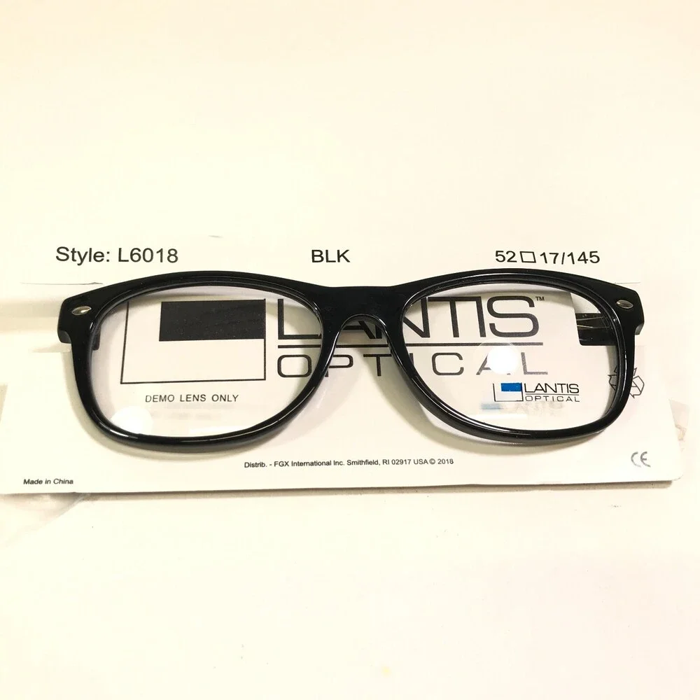Lantis Eyeglasses Frames L6018 BLK Black Rectangular Full Rim 52-17-145